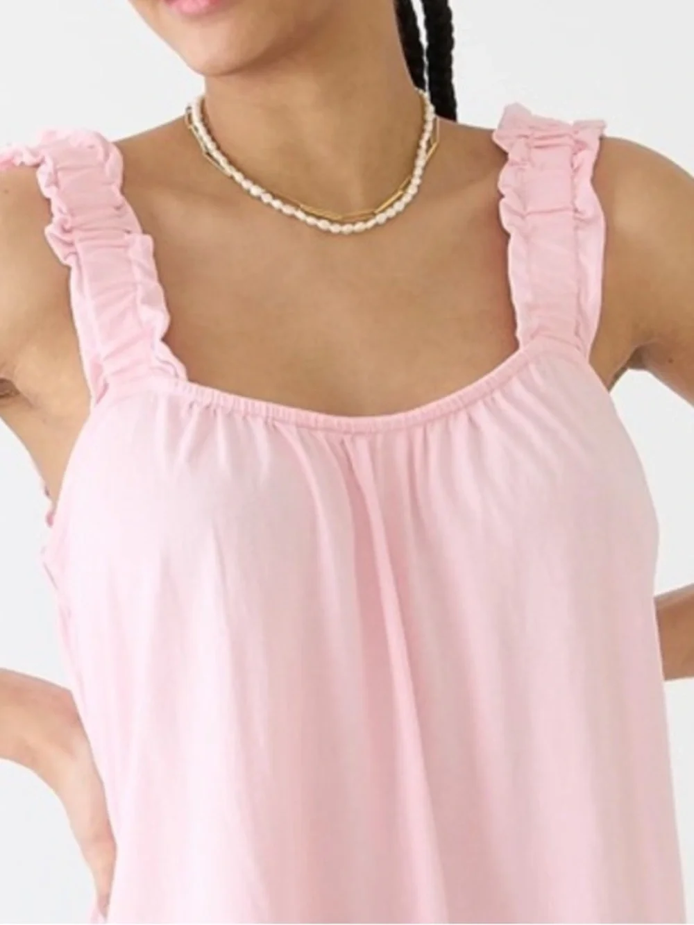 J. Crew Light Pink broken in jersey knit Ruffle mini dress L